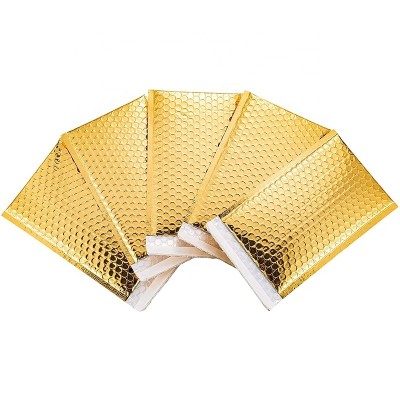 Custom Size Logo Tear Proof Gold Metallic Aluminum Foil Envelopes Padded Bubble Mailer(VBM1-1)